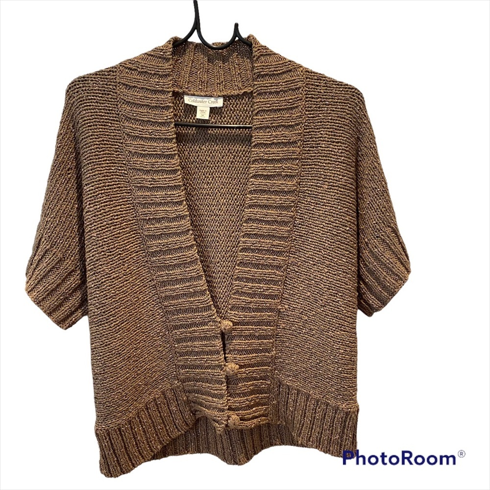 NWOT Coldwater Creek sweater shrug tobacco color with golden flecks SZ M 10-12. - Picture 12 of 12